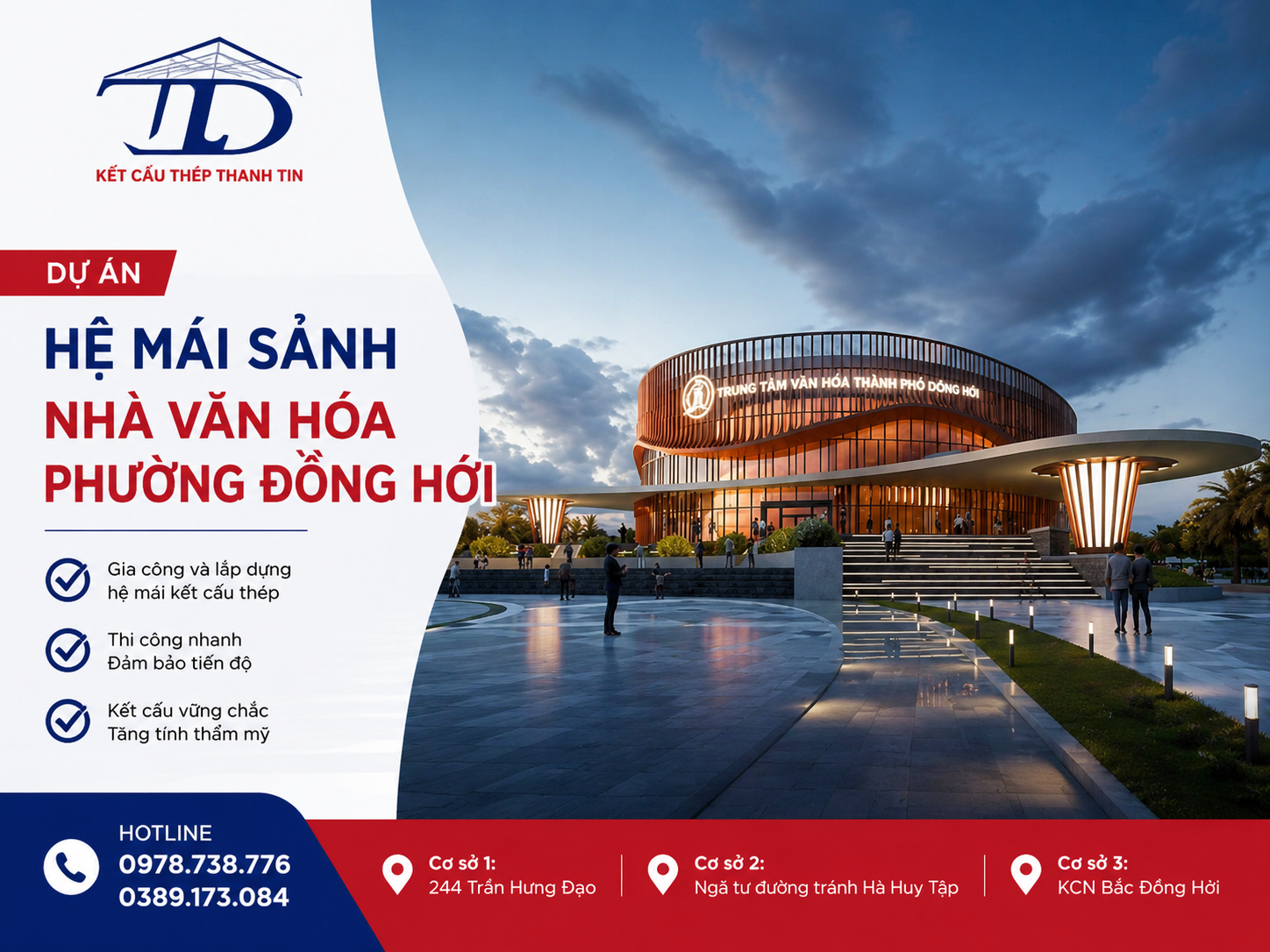 Hệ Mái Sảnh Nhà Văn Hóa Phường Đồng Hới